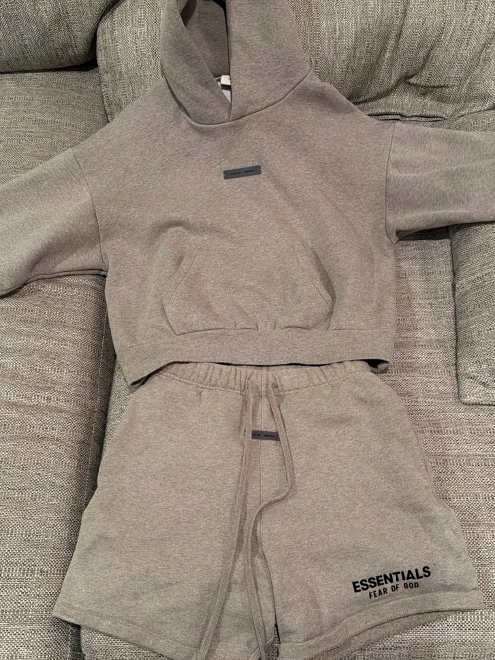 ESSENTIALS Dark Oatmeal Hoodie & Shorts Set